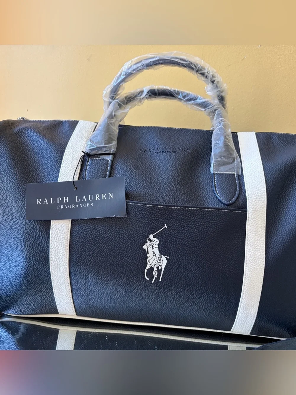 Ralph Lauren Navy Duffel with White Polo Emblem